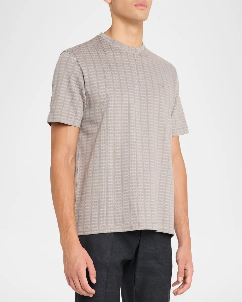 Emporio Armani Men's Micro-Rectangle Jacquard Crewneck T-Shirt | Thumbnail 4 Emporio Armani Men's Micro-Rectangle Jacquard Crewneck T-Shirt | Thumbnail 4