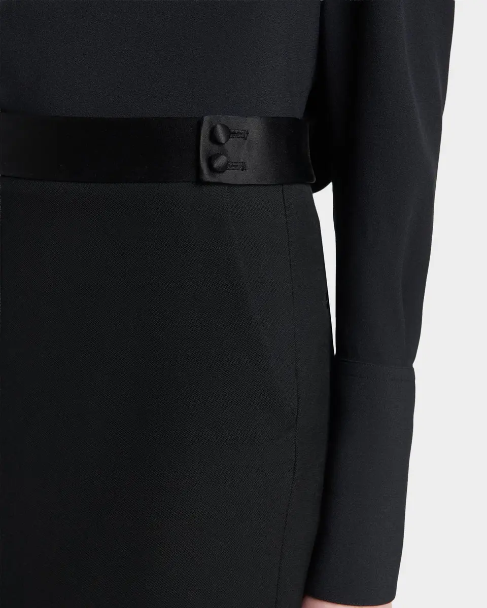 Tom Ford Satin-Trim Wool High-Low Slit Skirt | Thumbnail 5 Tom Ford Satin-Trim Wool High-Low Slit Skirt | Thumbnail 5