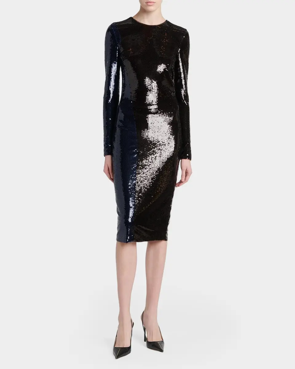 Tom Ford Sequined Long-Sleeve Midi Dress | Thumbnail 2 Tom Ford Sequined Long-Sleeve Midi Dress | Thumbnail 2
