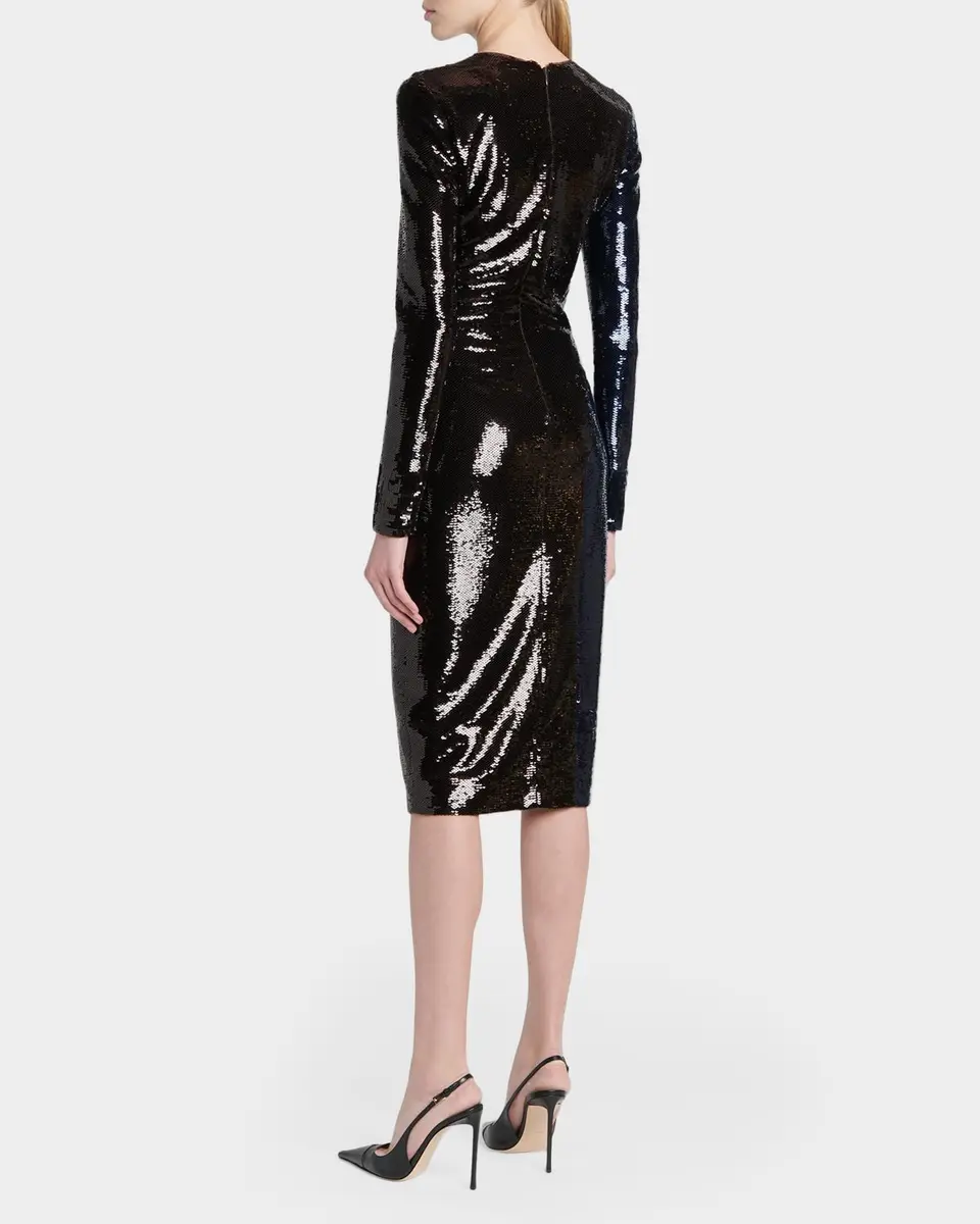 Tom Ford Sequined Long-Sleeve Midi Dress | Thumbnail 3 Tom Ford Sequined Long-Sleeve Midi Dress | Thumbnail 3