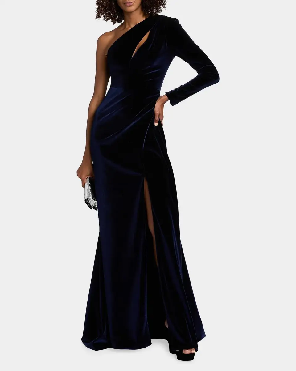 PAMELLA ROLAND Velvet One-Shoulder Cut-Out Gown | Thumbnail 2 PAMELLA ROLAND Velvet One-Shoulder Cut-Out Gown | Thumbnail 2