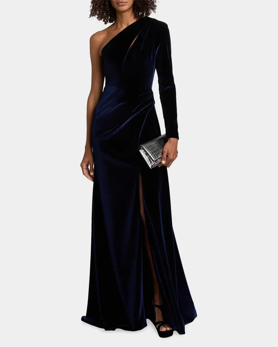 PAMELLA ROLAND Velvet One-Shoulder Cut-Out Gown | Thumbnail 4 PAMELLA ROLAND Velvet One-Shoulder Cut-Out Gown | Thumbnail 4