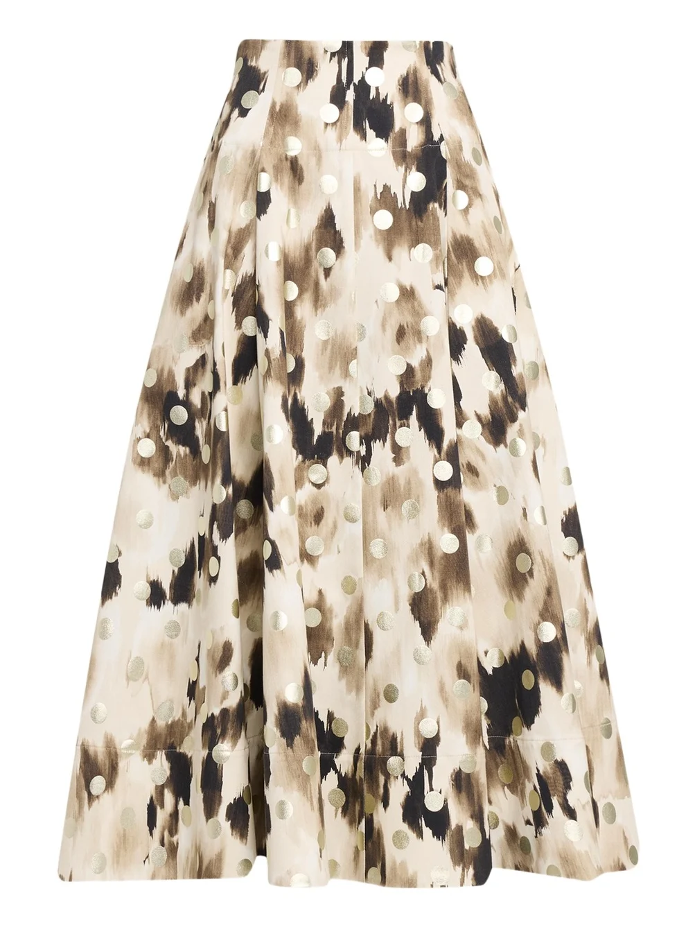 Lela Rose Ikat Metallic Polka-Dot Print Midi Skirt