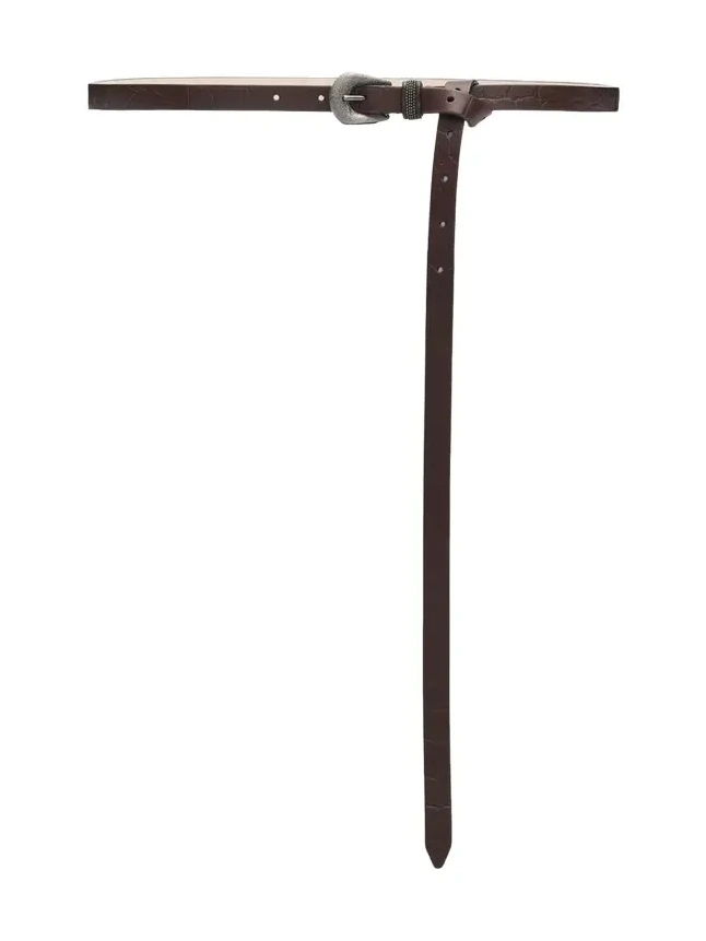 Long Croc-Embossed Leather Belt Long Croc-Embossed Leather Belt