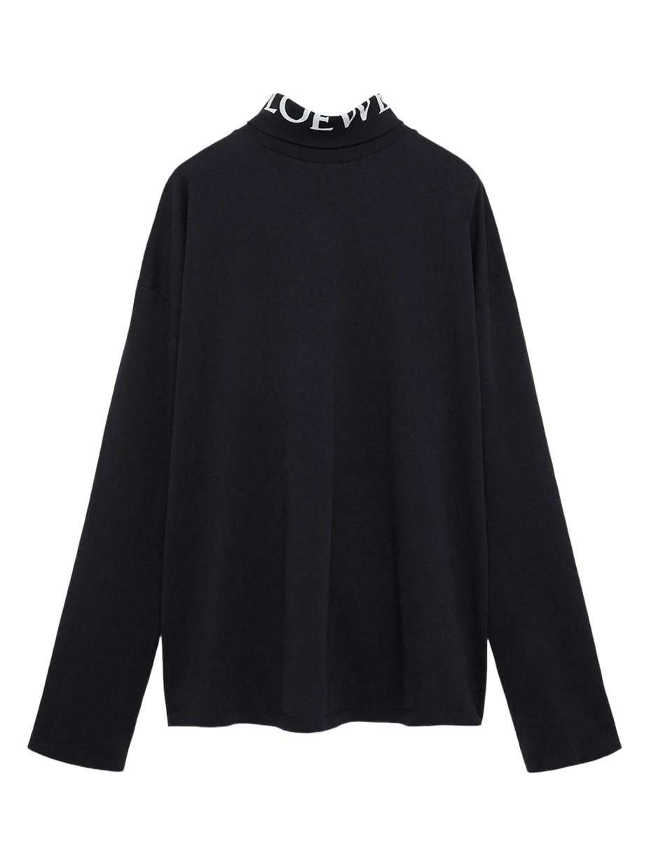 Loewe Men's Stretch Cotton Logo Turtleneck Sweater