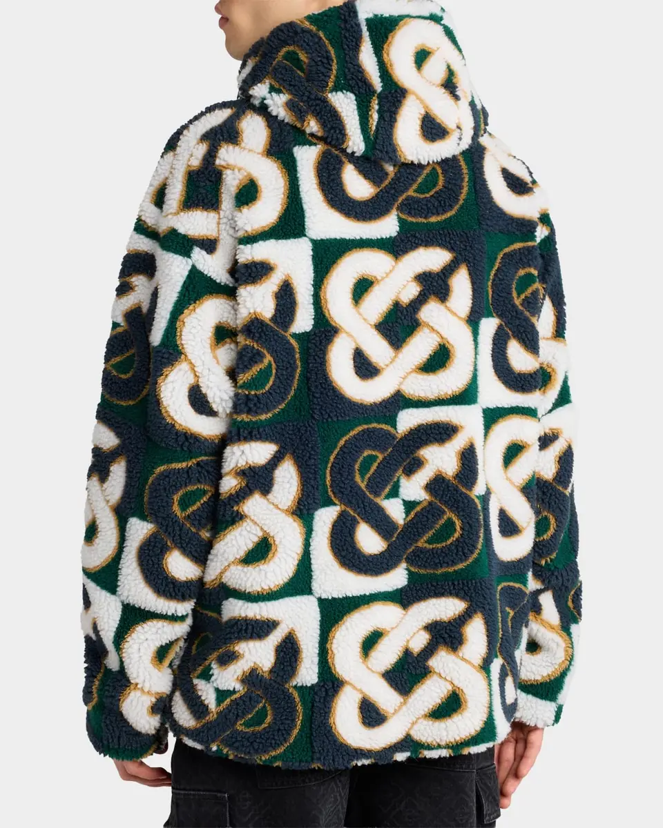 Casablanca Men's Check Monogram Hooded Fleece Jacket | Thumbnail 3 Casablanca Men's Check Monogram Hooded Fleece Jacket | Thumbnail 3