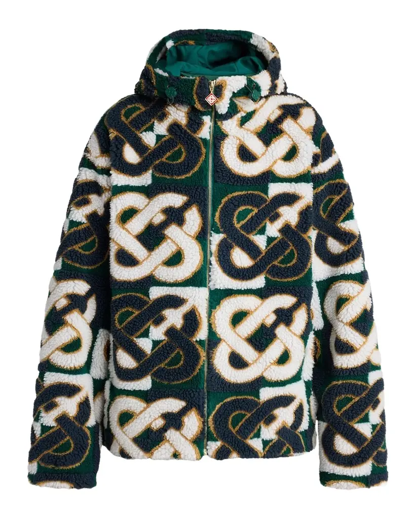 Casablanca Men's Check Monogram Hooded Fleece Jacket | Image 1 Casablanca Men's Check Monogram Hooded Fleece Jacket | Image 1