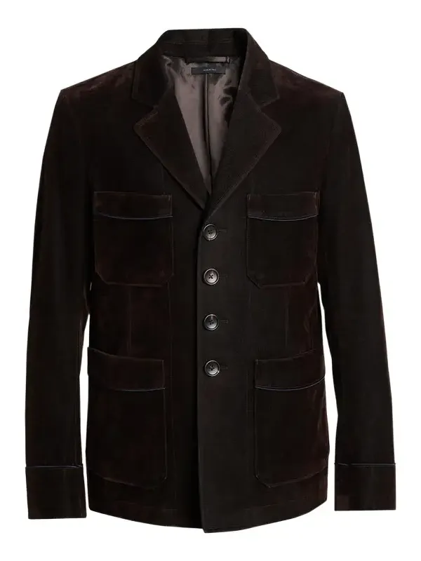 Men's Cotton Velvet Pipe-Trim Patch Pocket Blazer