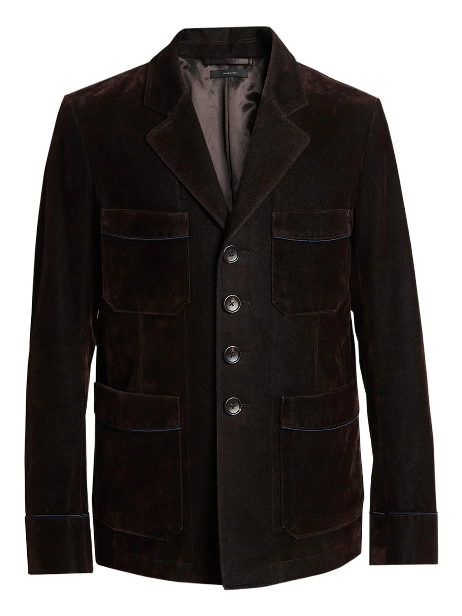 Tom Ford Men's Cotton Velvet Pipe-Trim Patch Pocket Blazer