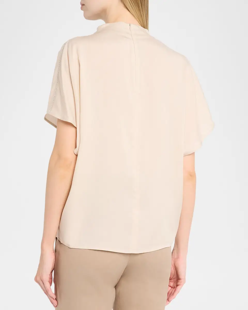 PESERICO Chain-Trim Mock-Neck Shirt | Thumbnail 3 PESERICO Chain-Trim Mock-Neck Shirt | Thumbnail 3