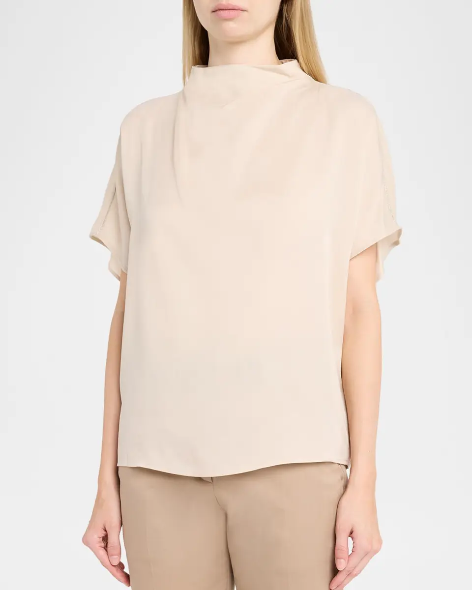 PESERICO Chain-Trim Mock-Neck Shirt | Thumbnail 4 PESERICO Chain-Trim Mock-Neck Shirt | Thumbnail 4