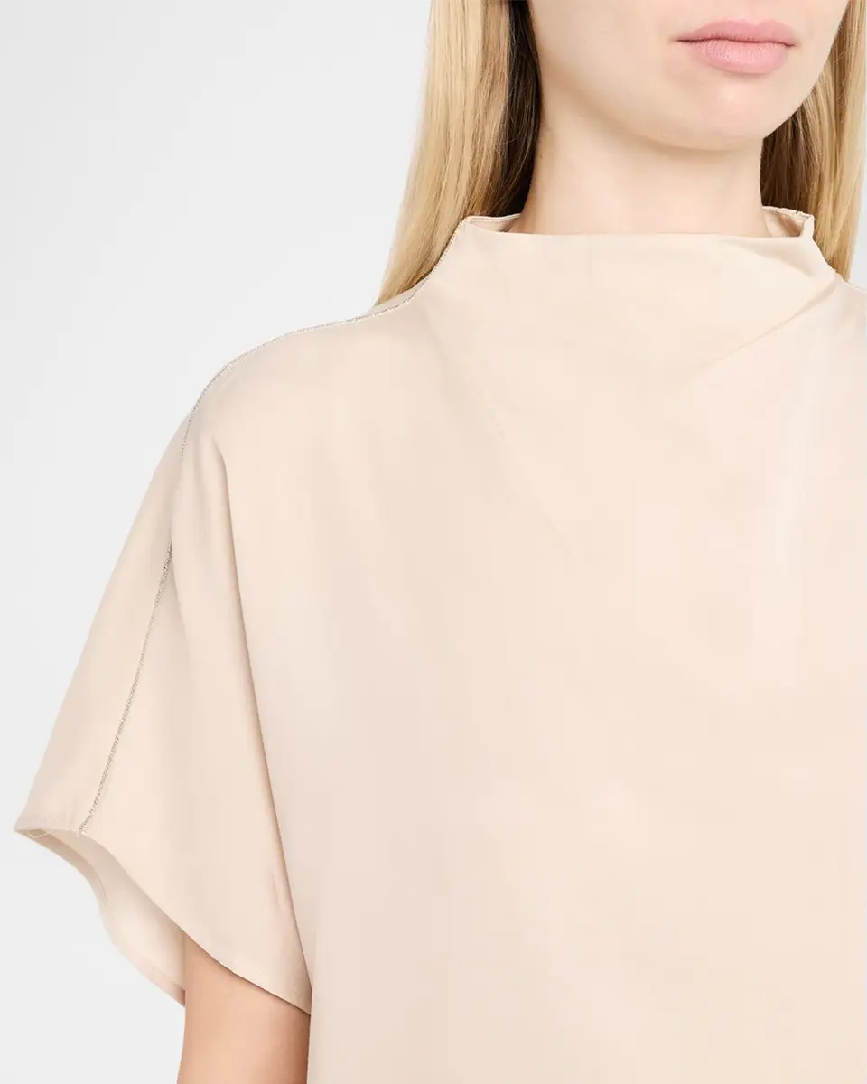 PESERICO Chain-Trim Mock-Neck Shirt | Thumbnail 5 PESERICO Chain-Trim Mock-Neck Shirt | Thumbnail 5