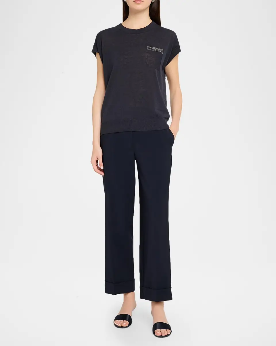 PESERICO Cropped Straight-Leg Stretch Wool Pants | Thumbnail 2