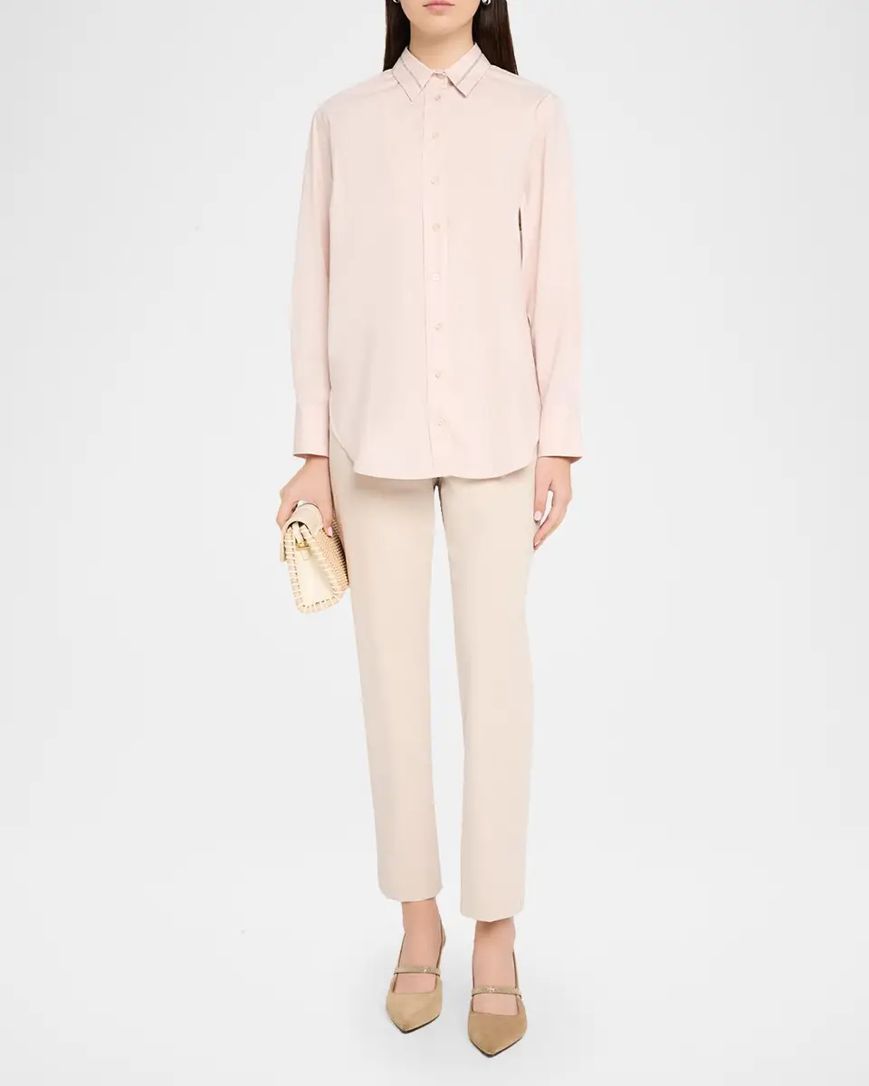 PESERICO Chain-Trim Stretch Cotton Shirt | Thumbnail 2 PESERICO Chain-Trim Stretch Cotton Shirt | Thumbnail 2