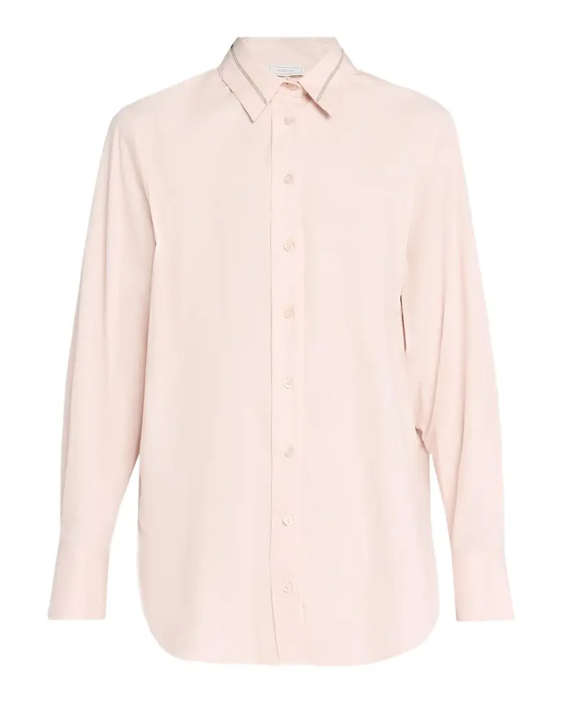 PESERICO Chain-Trim Stretch Cotton Shirt | Image 1 PESERICO Chain-Trim Stretch Cotton Shirt | Image 1