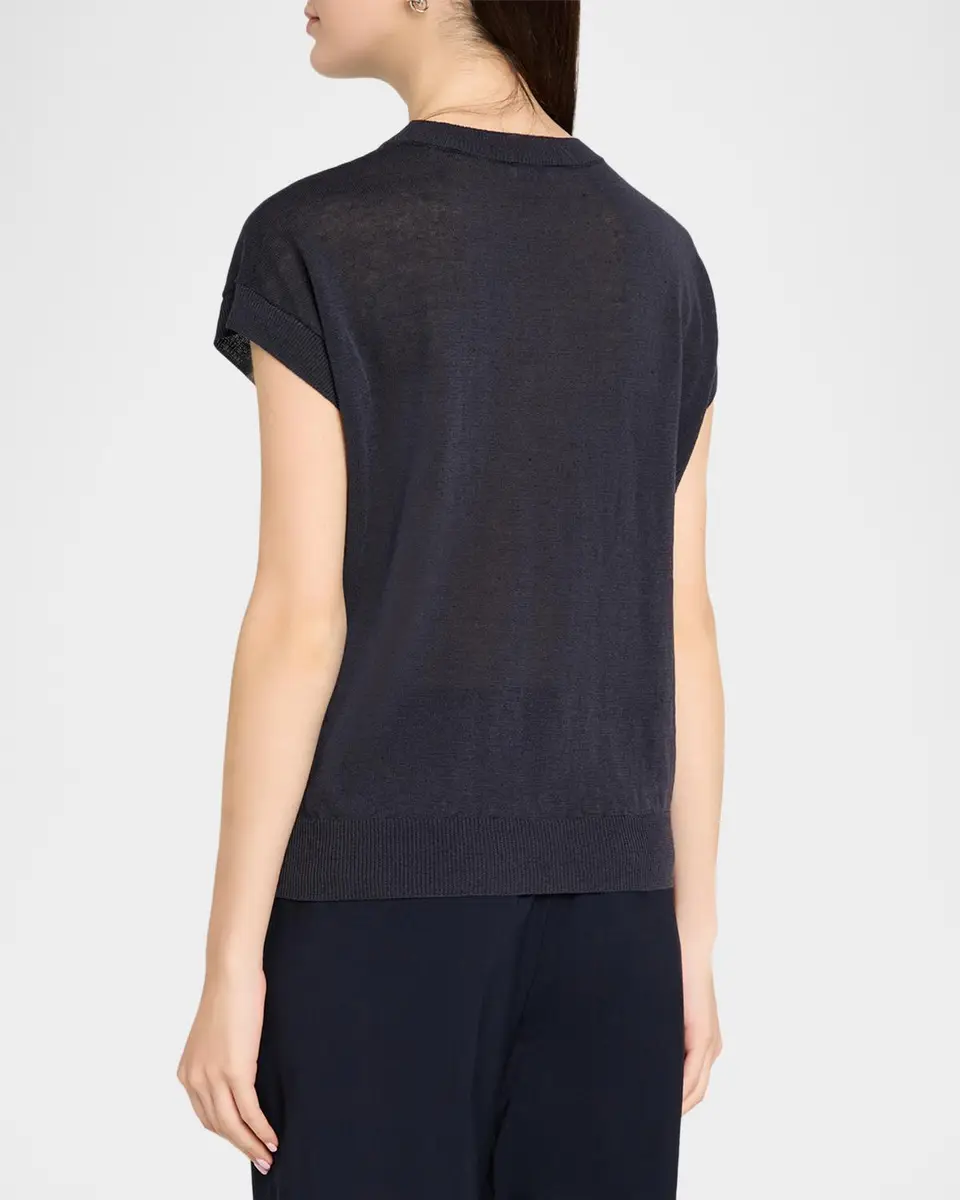 PESERICO Faux Patch Pocket Cap-Sleeve Sweater | Thumbnail 3 PESERICO Faux Patch Pocket Cap-Sleeve Sweater | Thumbnail 3