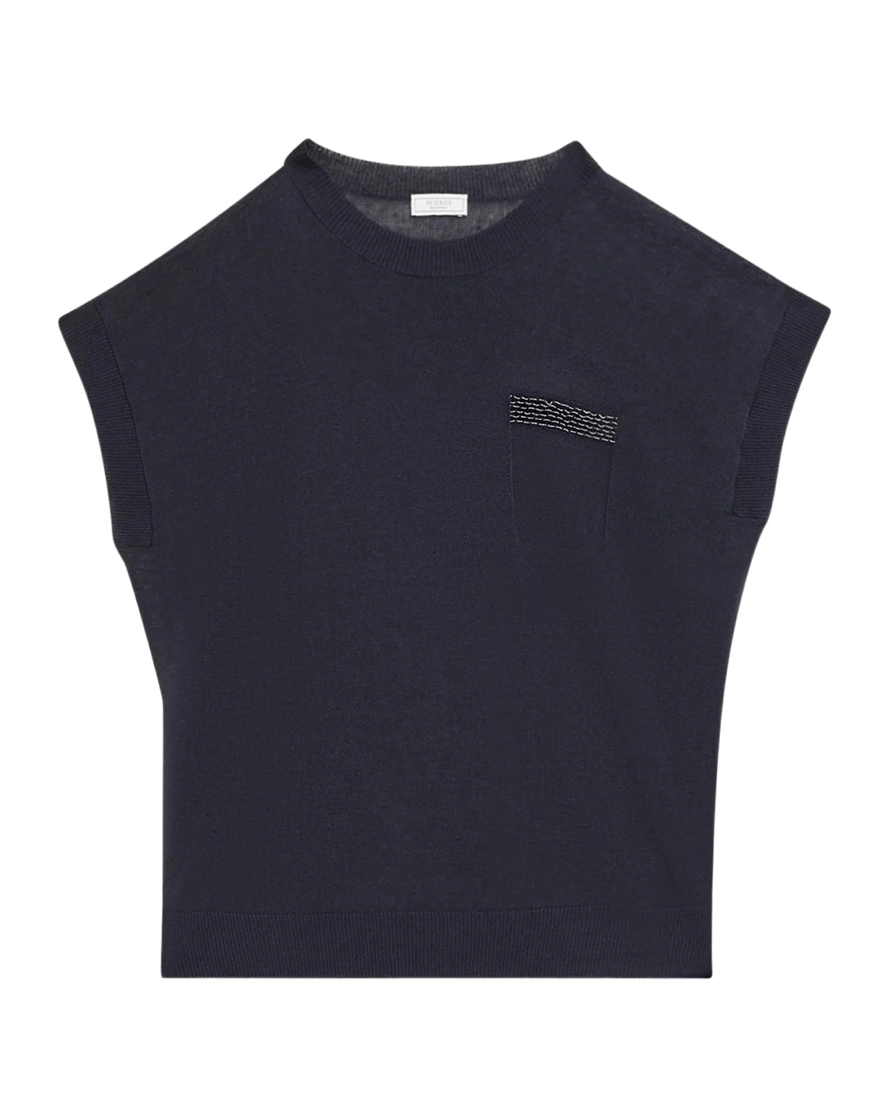 PESERICO Faux Patch Pocket Cap-Sleeve Sweater