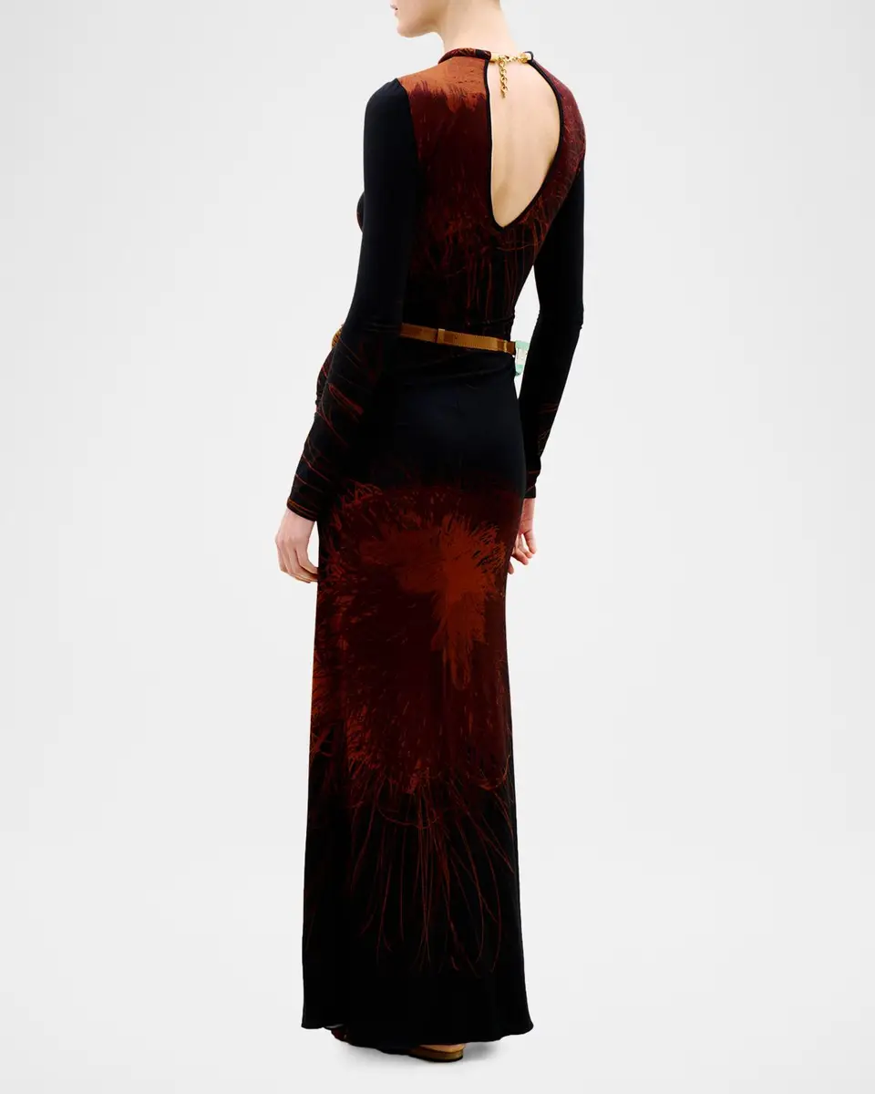 Silvia Tcherassi Gabbice Bead Tubular Collar Long-Sleeve Maxi Dress | Thumbnail 3 Silvia Tcherassi Gabbice Bead Tubular Collar Long-Sleeve Maxi Dress | Thumbnail 3