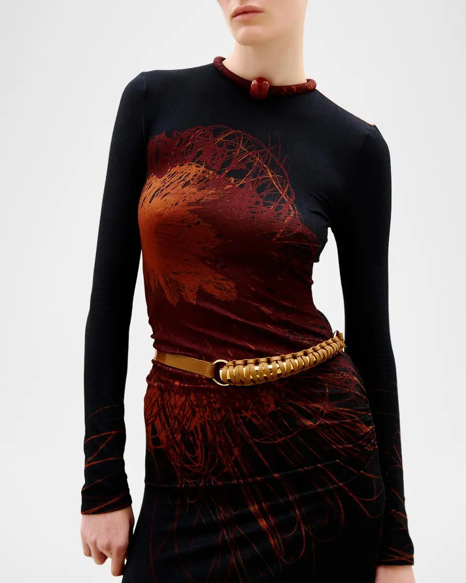 Silvia Tcherassi Gabbice Bead Tubular Collar Long-Sleeve Maxi Dress | Thumbnail 4 Silvia Tcherassi Gabbice Bead Tubular Collar Long-Sleeve Maxi Dress | Thumbnail 4