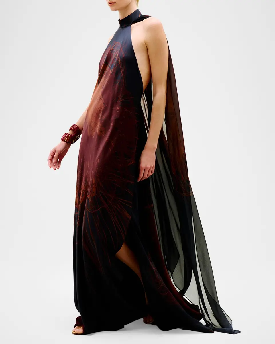 Silvia Tcherassi Sabina Maxi Dress with Cape | Thumbnail 2