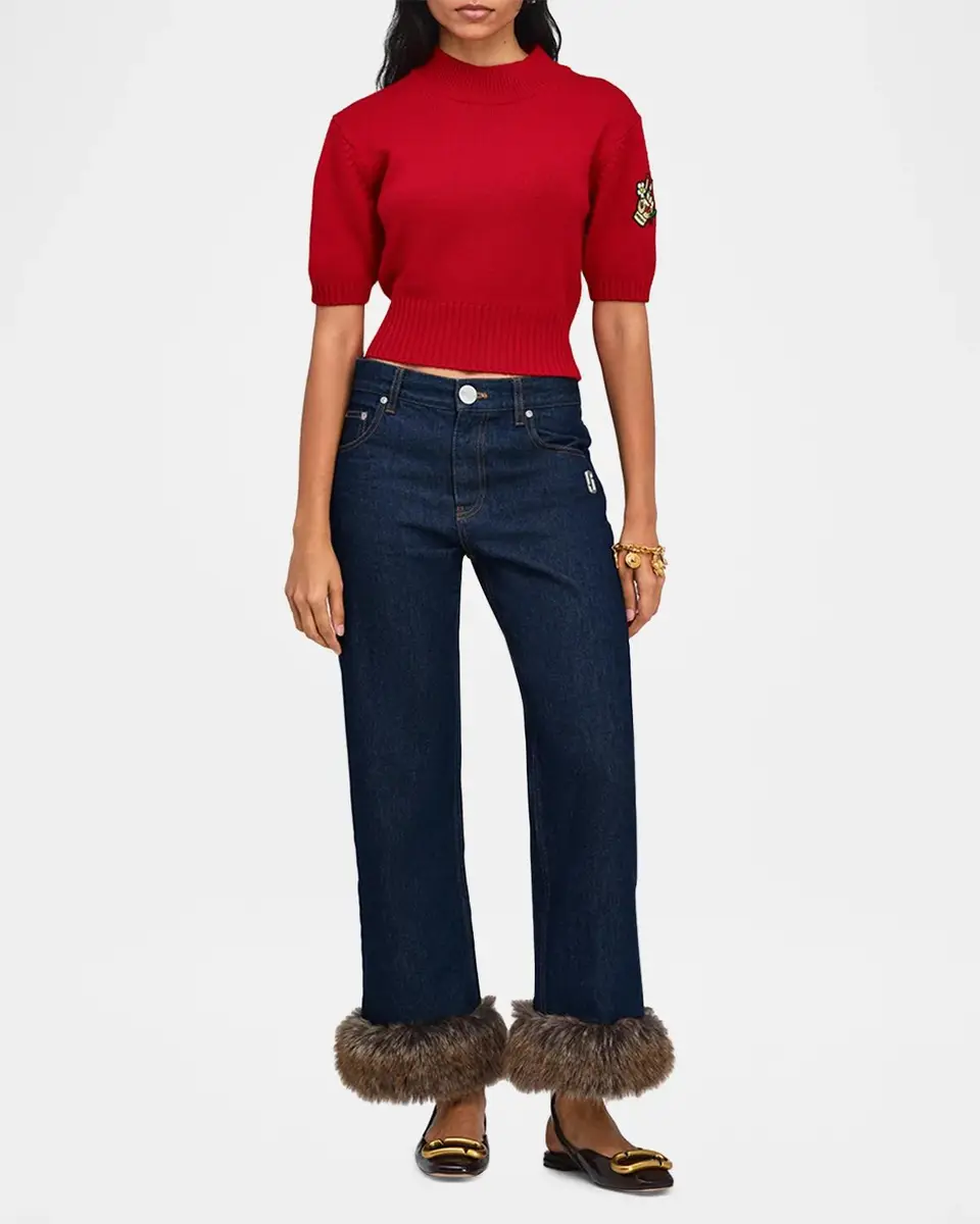 Marc Jacobs Faux-Fur-Trimmed Crop Jeans | Thumbnail 2 Marc Jacobs Faux-Fur-Trimmed Crop Jeans | Thumbnail 2