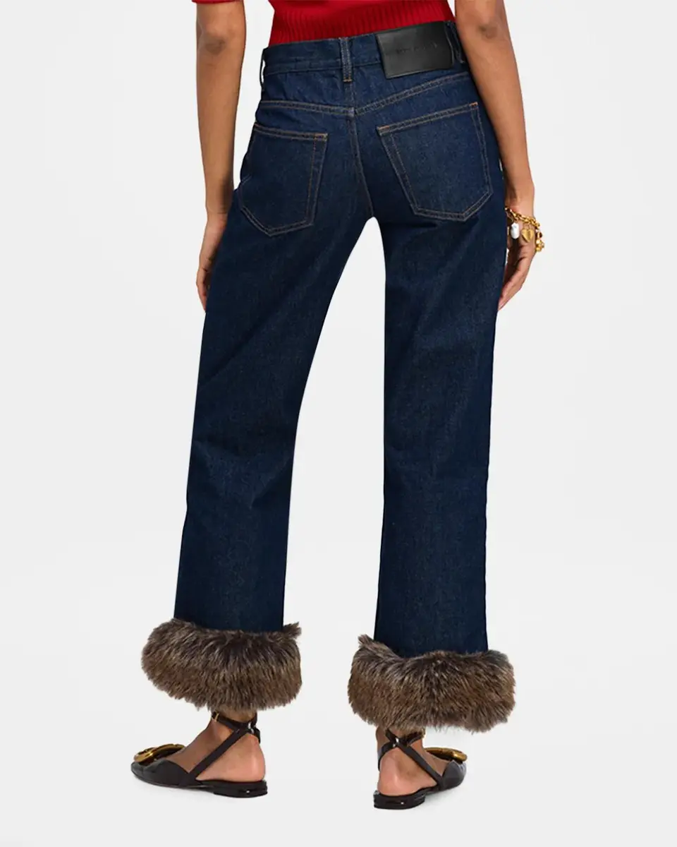 Marc Jacobs Faux-Fur-Trimmed Crop Jeans | Thumbnail 3 Marc Jacobs Faux-Fur-Trimmed Crop Jeans | Thumbnail 3