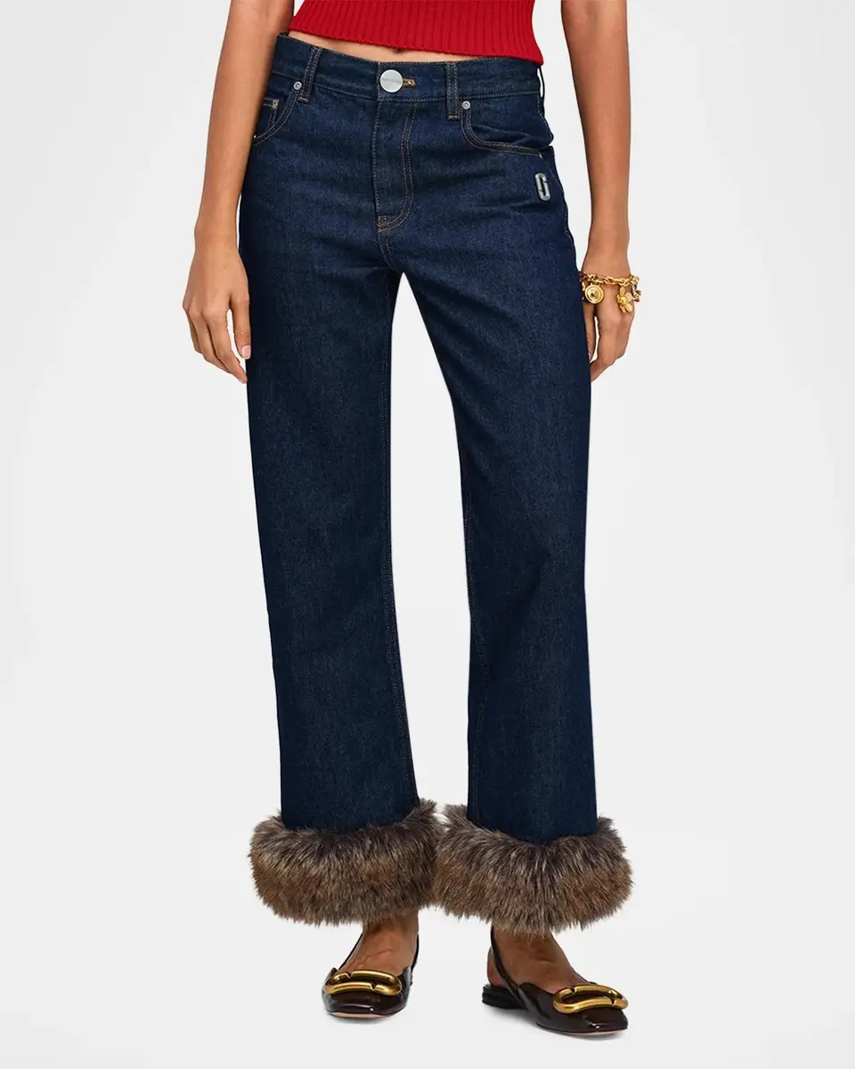 Marc Jacobs Faux-Fur-Trimmed Crop Jeans | Thumbnail 4 Marc Jacobs Faux-Fur-Trimmed Crop Jeans | Thumbnail 4