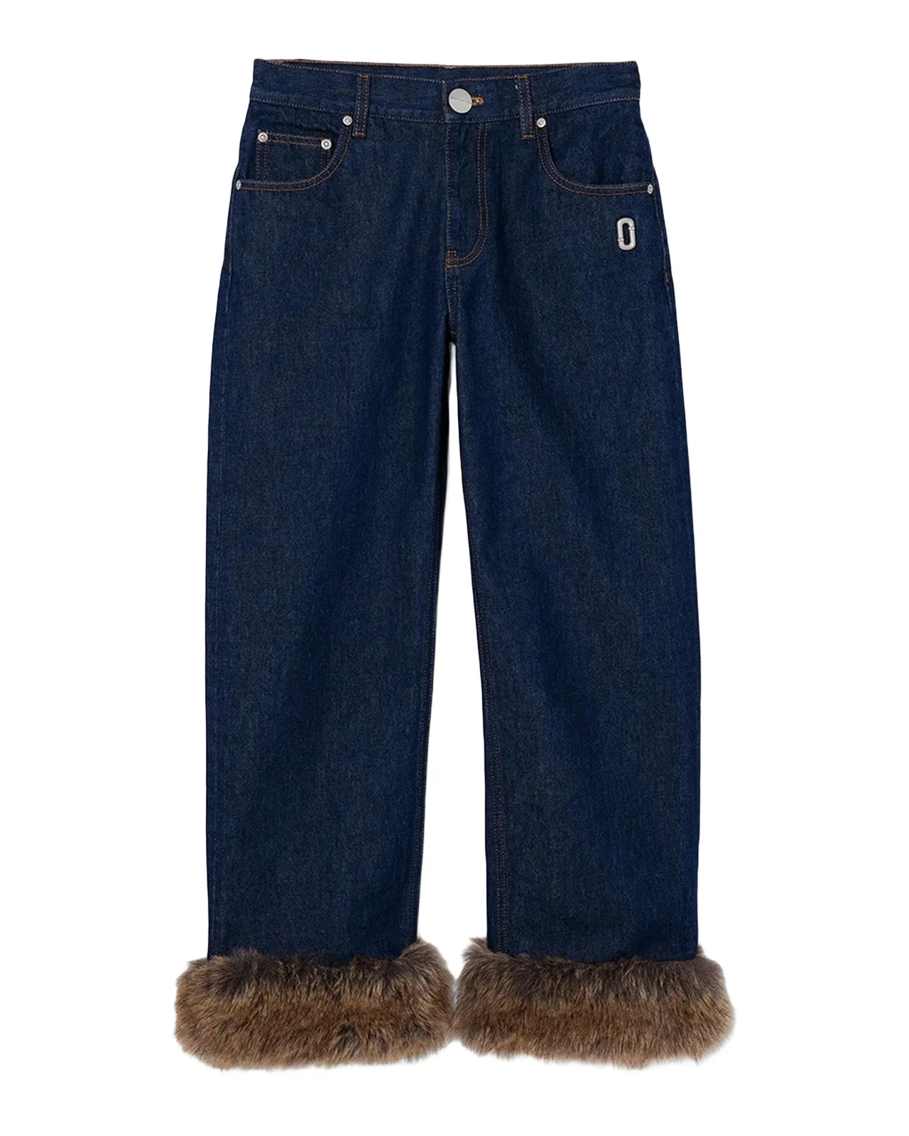 Marc Jacobs Faux-Fur-Trimmed Crop Jeans