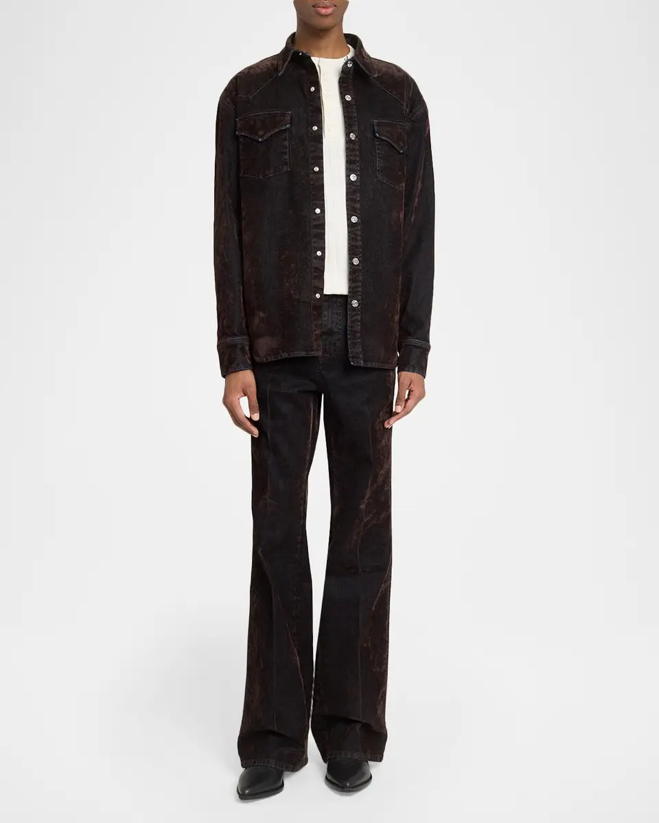 AMIRI Men's Flock Denim Western Shirt | Thumbnail 2