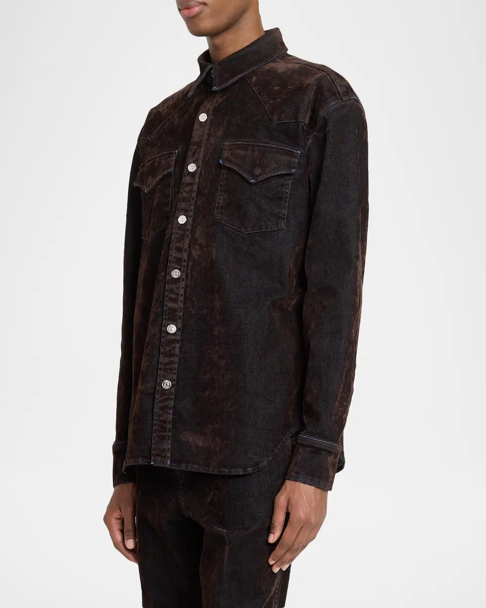 AMIRI Men's Flock Denim Western Shirt | Thumbnail 4