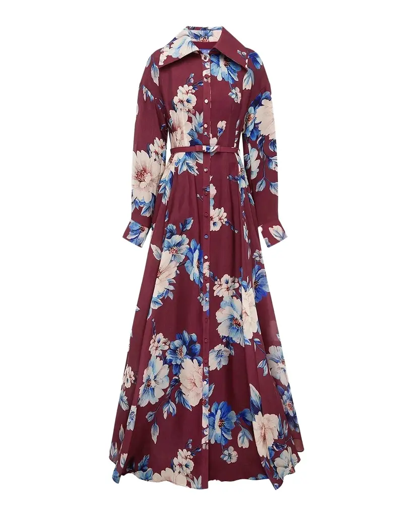 LEO LIN Josephine Floral-Print Silk Gown
