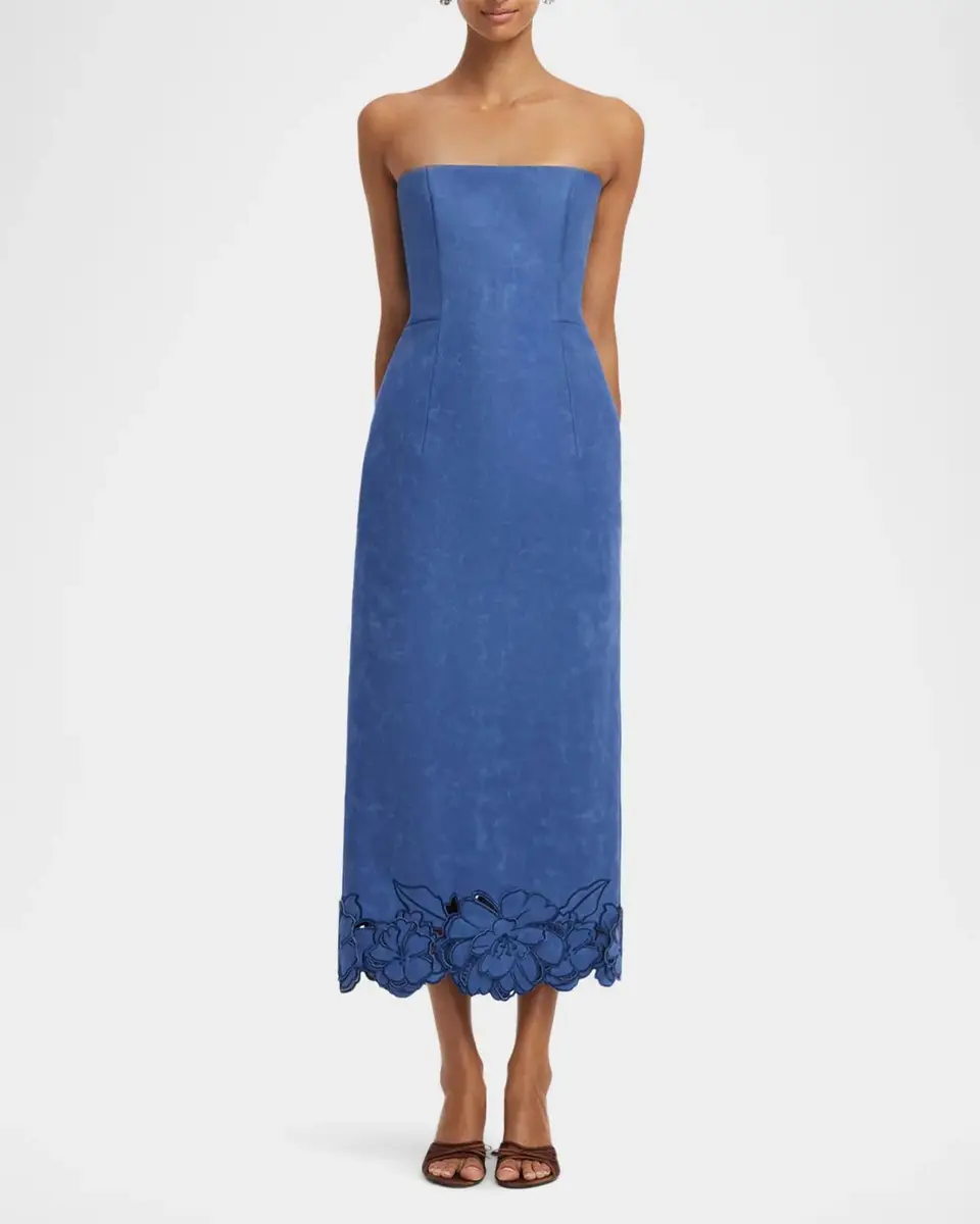 LEO LIN Rayna Strapless Vegan Suede Midi Dress | Thumbnail 2