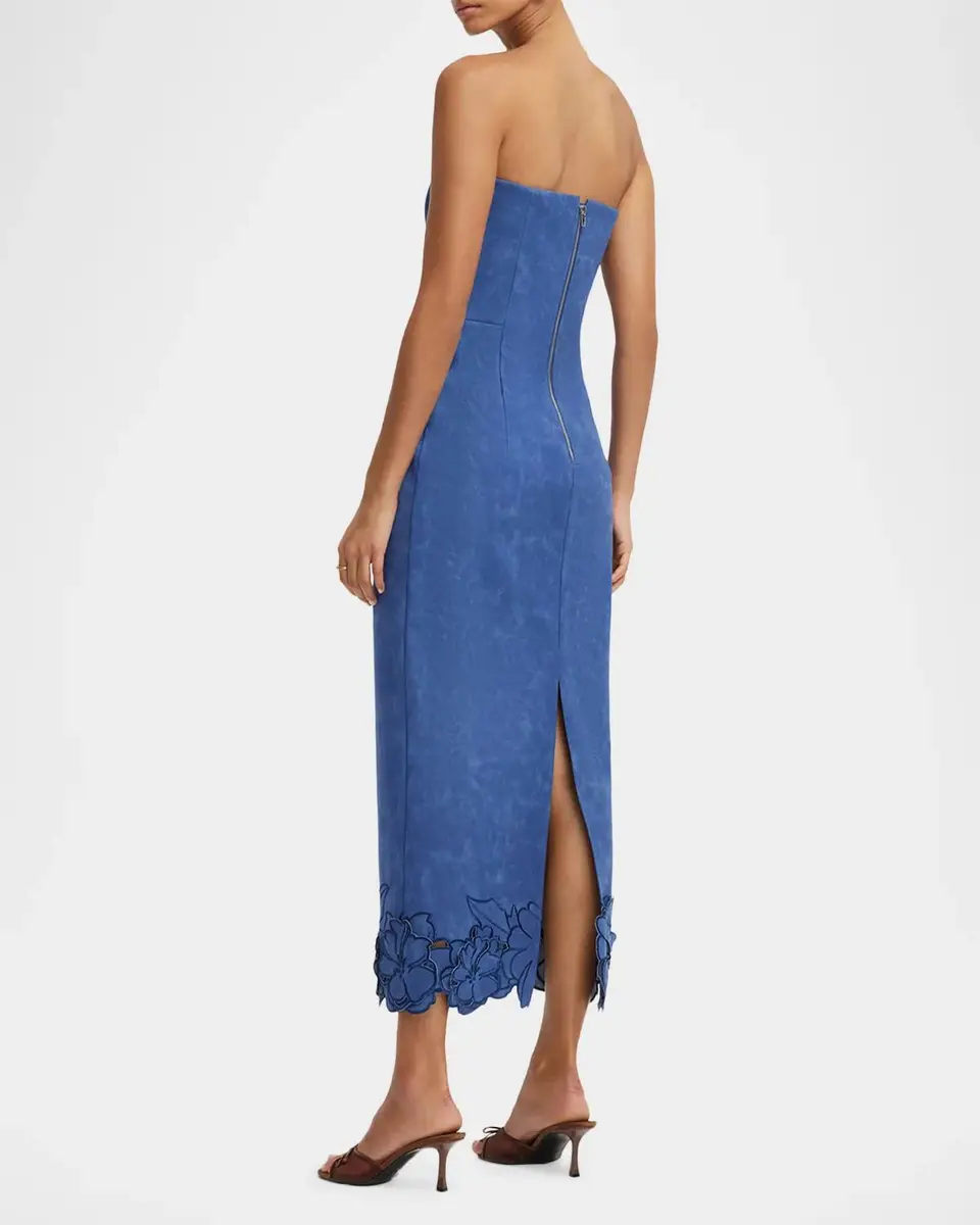 LEO LIN Rayna Strapless Vegan Suede Midi Dress | Thumbnail 3