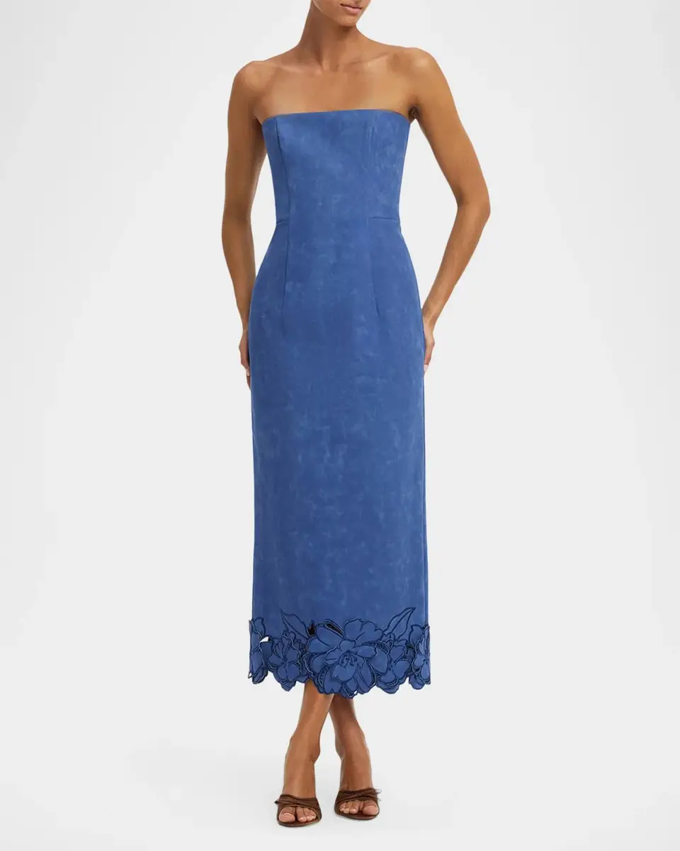 LEO LIN Rayna Strapless Vegan Suede Midi Dress | Thumbnail 4