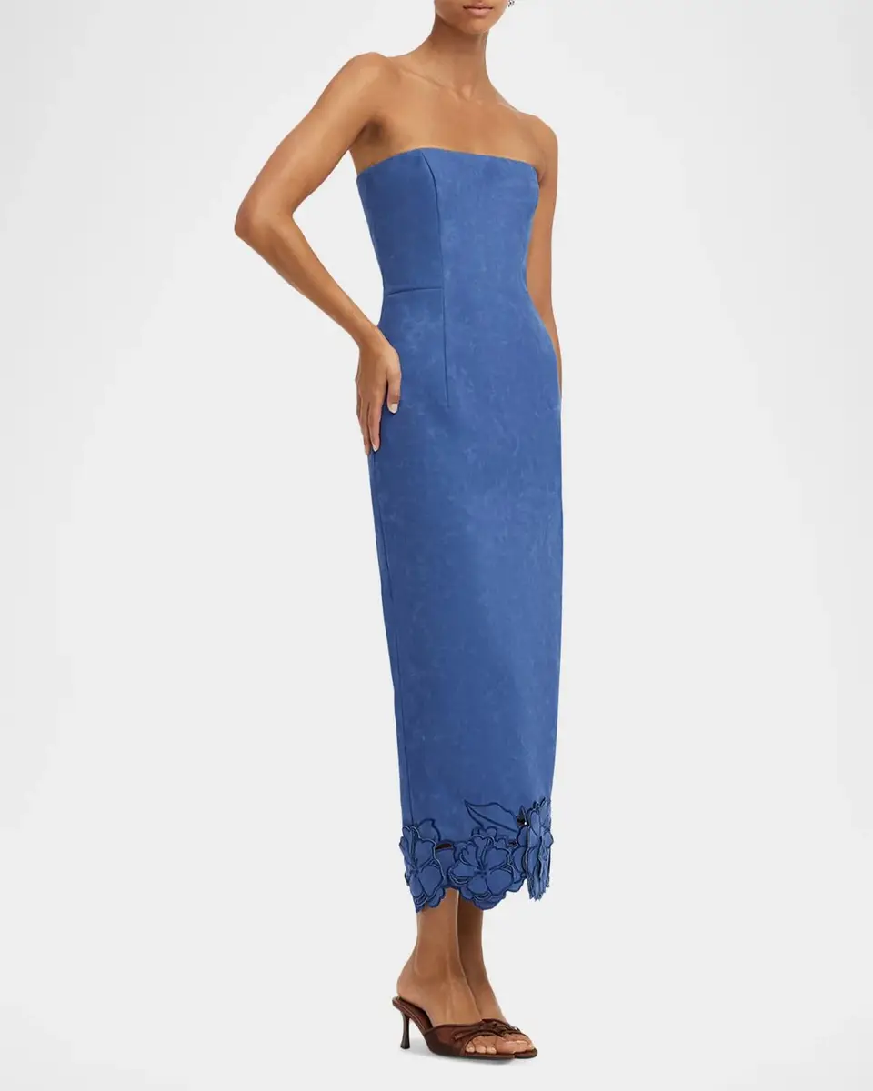 LEO LIN Rayna Strapless Vegan Suede Midi Dress | Thumbnail 6