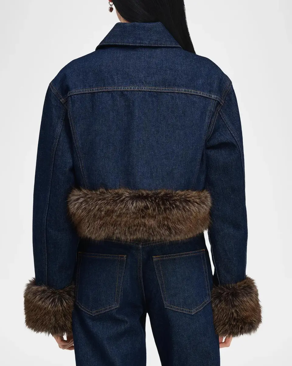 Marc Jacobs Faux-Fur-Trim Shrunken Trucker Jacket | Thumbnail 3