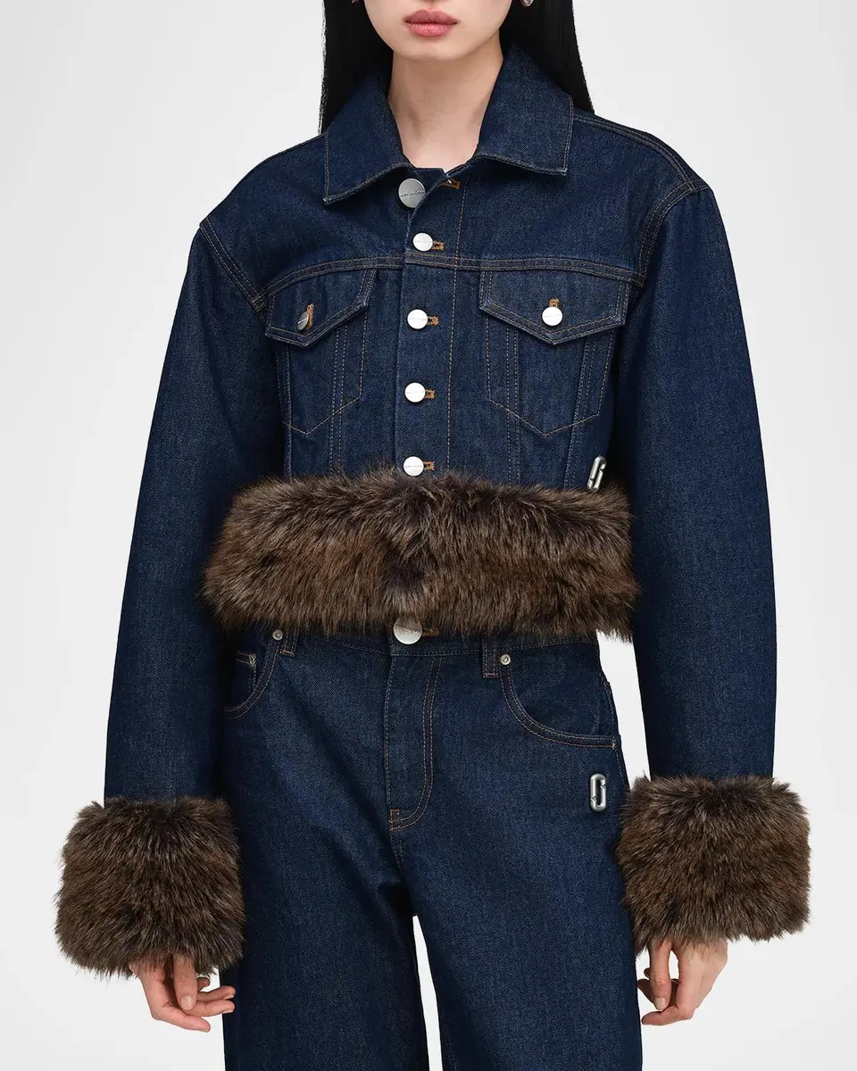 Marc Jacobs Faux-Fur-Trim Shrunken Trucker Jacket | Thumbnail 4