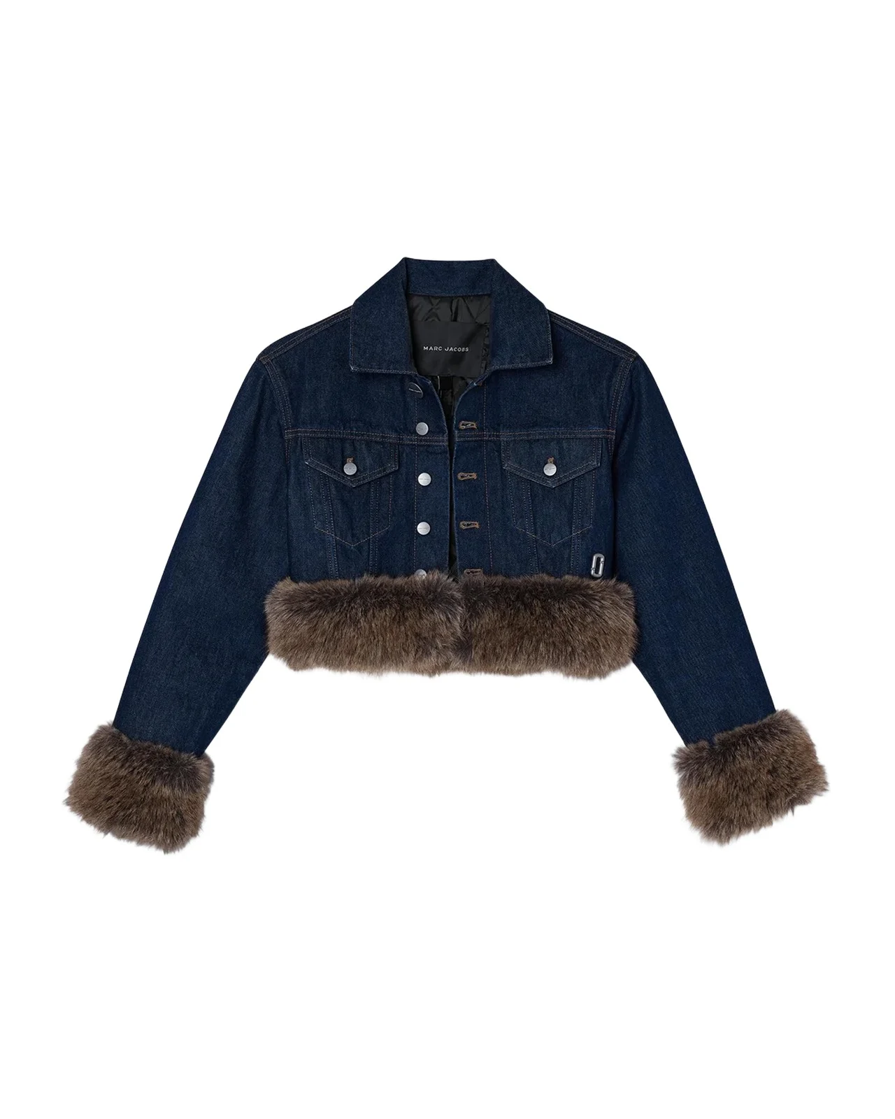 Faux-Fur-Trim Shrunken Trucker Jacket Faux-Fur-Trim Shrunken Trucker Jacket