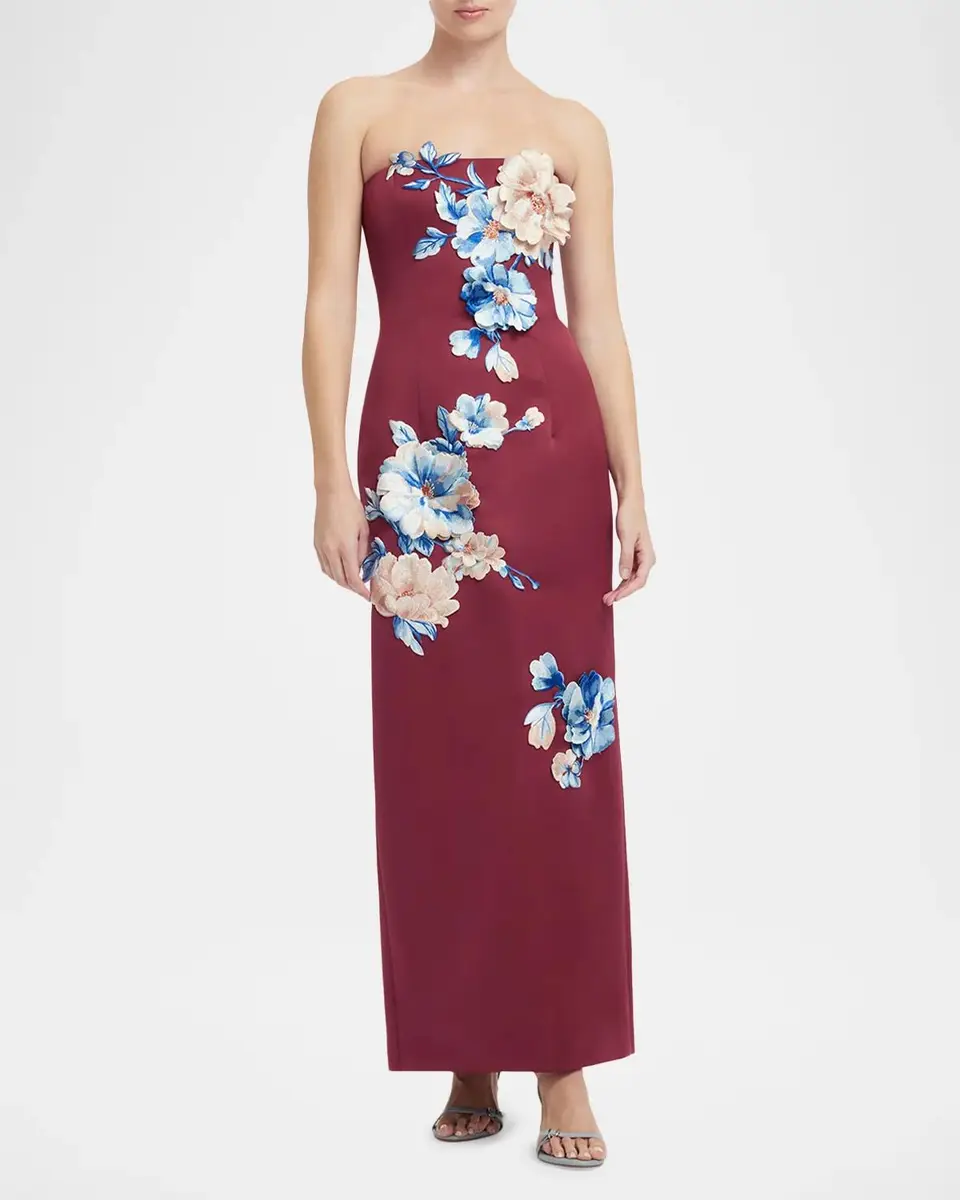 LEO LIN Rayna Strapless Floral Applique Column Gown | Thumbnail 2 LEO LIN Rayna Strapless Floral Applique Column Gown | Thumbnail 2
