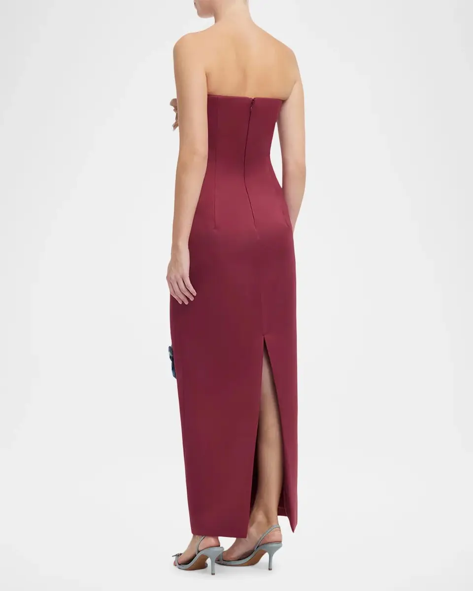 LEO LIN Rayna Strapless Floral Applique Column Gown | Thumbnail 3 LEO LIN Rayna Strapless Floral Applique Column Gown | Thumbnail 3