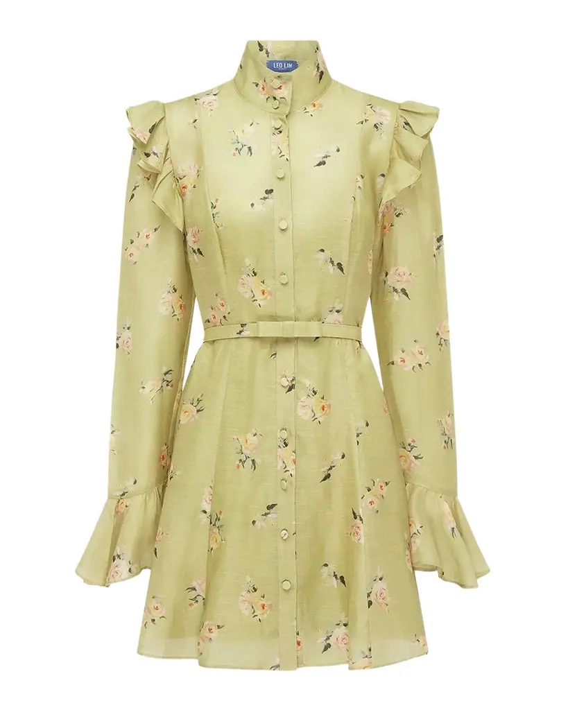 LEO LIN Kristy Ruffle-Trim Floral Mini Dress