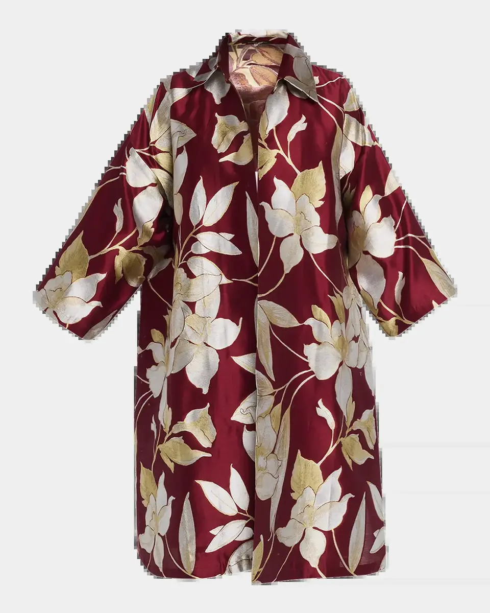 Eskandar Sloped Shoulder Wide A-Line Open Jacket With Collar - 3/4 Length | Thumbnail 2 Eskandar Sloped Shoulder Wide A-Line Open Jacket With Collar - 3/4 Length | Thumbnail 2