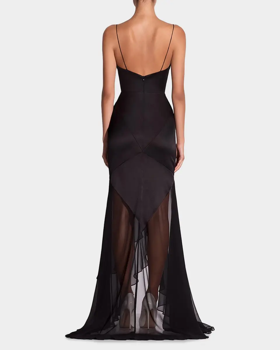 Alex Perry Plunging Panelled Silk Bikini Gown | Thumbnail 3 Alex Perry Plunging Panelled Silk Bikini Gown | Thumbnail 3