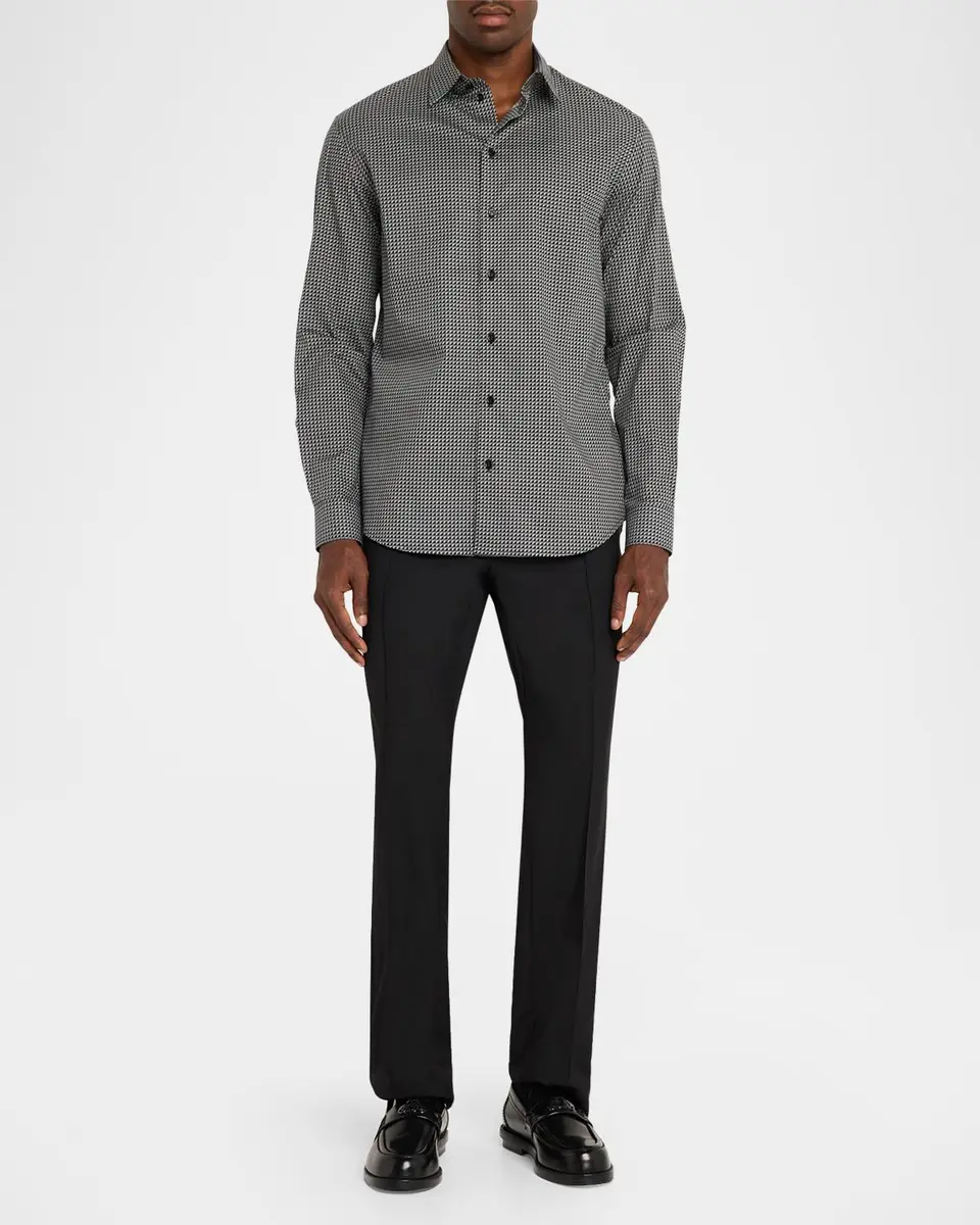 Emporio Armani Men's Geometric Cotton-Stretch Sport Shirt | Thumbnail 2