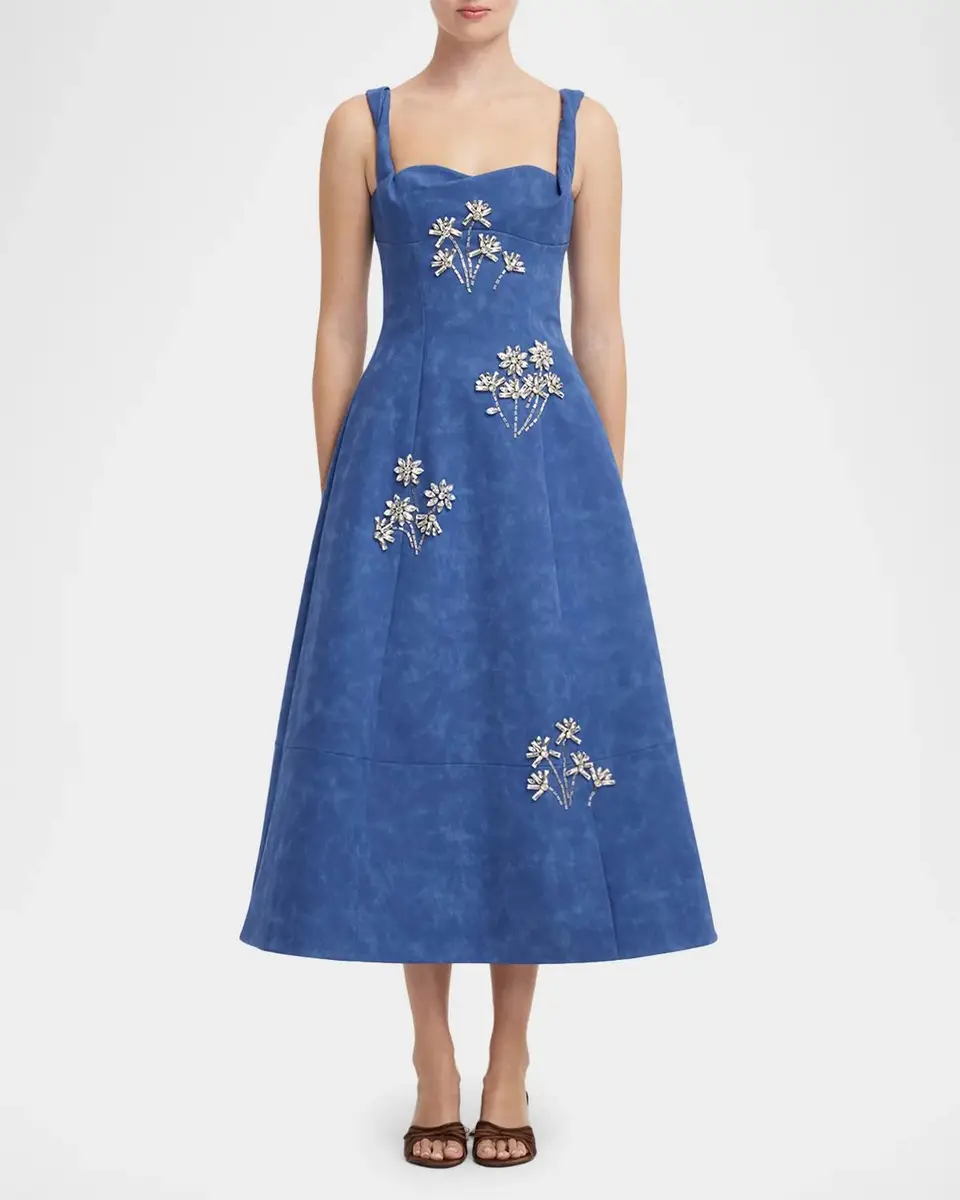 LEO LIN Beatrice Crystal-Embellished Vegan Suede Midi Dress | Thumbnail 2 LEO LIN Beatrice Crystal-Embellished Vegan Suede Midi Dress | Thumbnail 2