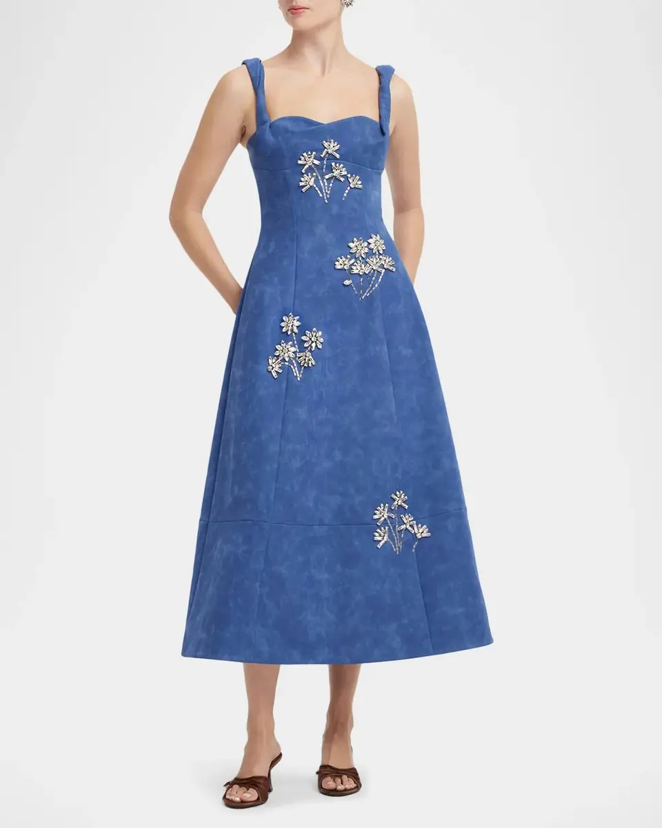 LEO LIN Beatrice Crystal-Embellished Vegan Suede Midi Dress | Thumbnail 4 LEO LIN Beatrice Crystal-Embellished Vegan Suede Midi Dress | Thumbnail 4