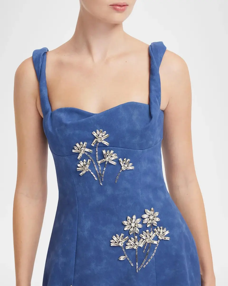 LEO LIN Beatrice Crystal-Embellished Vegan Suede Midi Dress | Thumbnail 5 LEO LIN Beatrice Crystal-Embellished Vegan Suede Midi Dress | Thumbnail 5