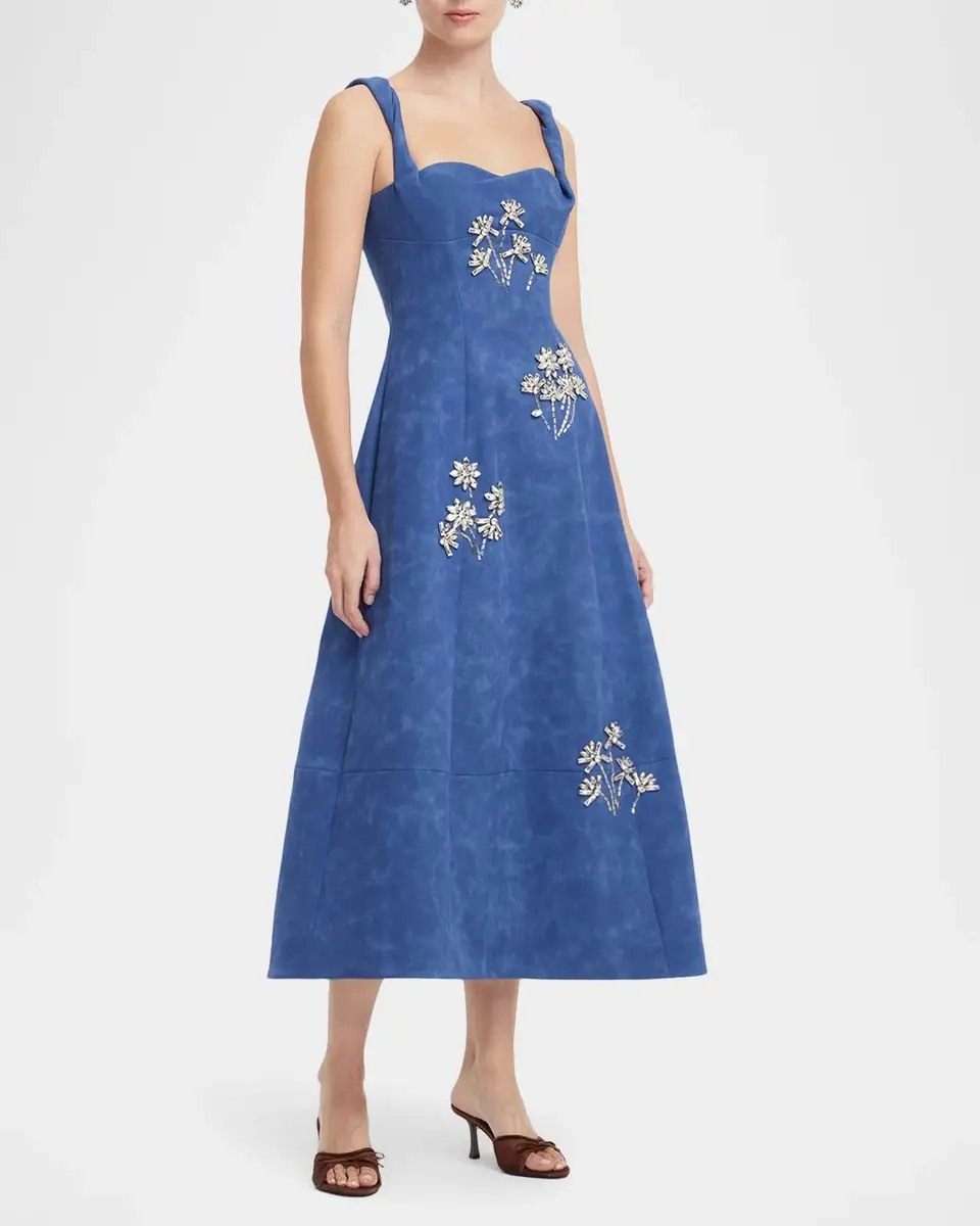 LEO LIN Beatrice Crystal-Embellished Vegan Suede Midi Dress | Thumbnail 6 LEO LIN Beatrice Crystal-Embellished Vegan Suede Midi Dress | Thumbnail 6