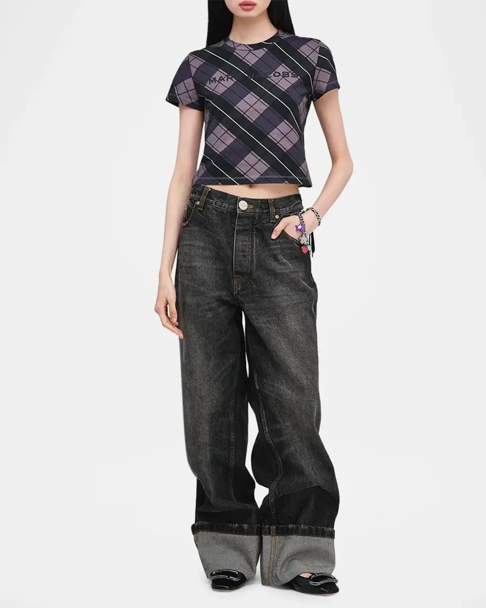 Marc Jacobs Logo Checked Cotton T-Shirt | Thumbnail 2