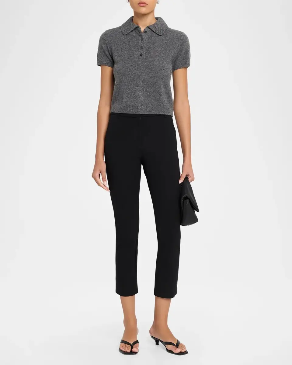 Simkhai Twila Short-Sleeve Cashmere Polo Sweater | Thumbnail 2